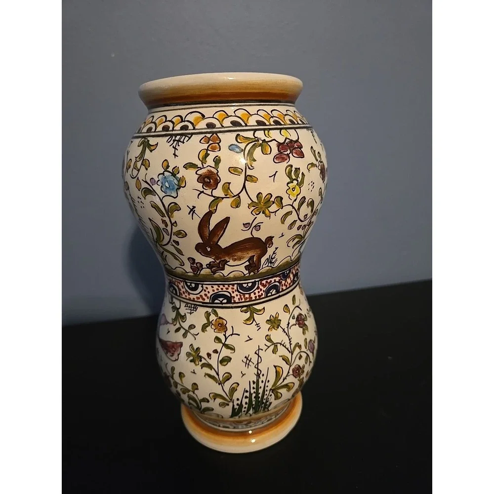 Vintage Ceramica Conimbriga Portugal Birds Flowers Rabit 8